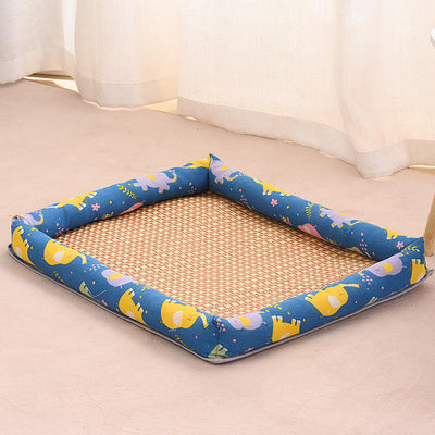 Azsmash Wholesale Linen Pet Mat Dog Kennel Summer Resistant Cooling Pet Ice Mat Rattan Woven Mat