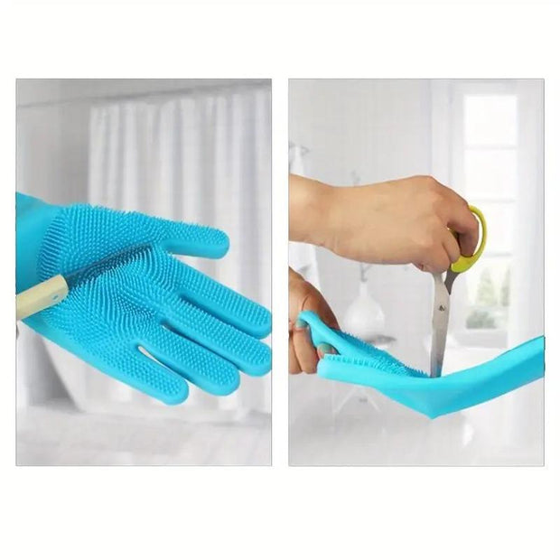 Azsmash Heat-Resistant Silicone Pet Grooming Gloves for Dogs & Cats Enhanced Five Finger Design for Bathing & Massaging for Bathroom Use
